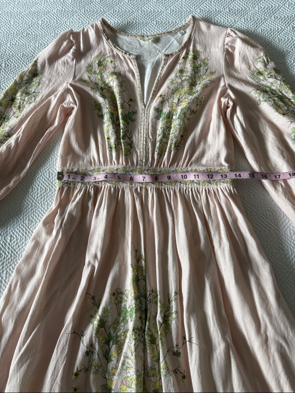Blush Pink Floral Max Studio Maxi Linen Blend Dress - Picture 3 of 10